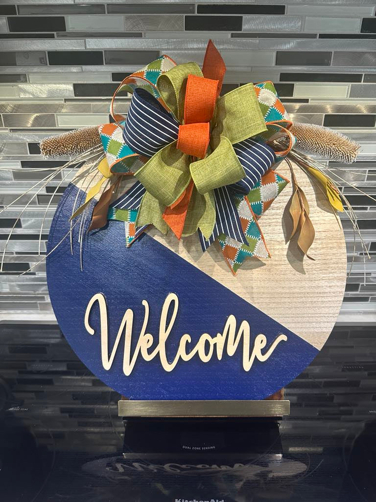 Welcome 3D Wooden Door Wreath