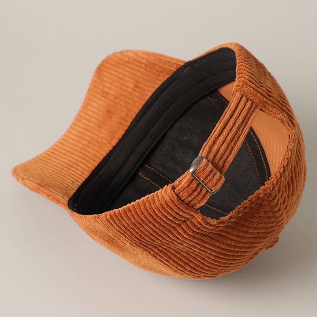 Fashion City - BLESSED 3D Embroidered Corduroy Baseball Cap: BROWN / One Size