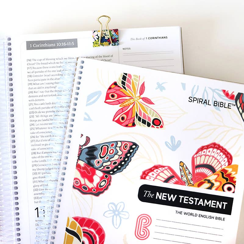 Spiral Bible - Spiral Bible™ - WEB New Testament - White Butterfly