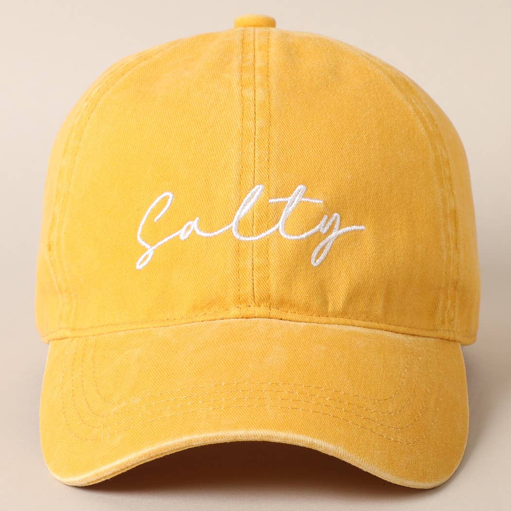 Fashion City - Salty Lettering Embroidery Baseball Cap: MUSTARD / One Size