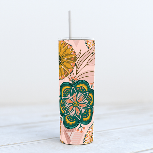 Thermal Tumbler 20oz - Pink Boho