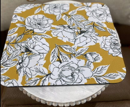 Mustard Floral Mouse Pad