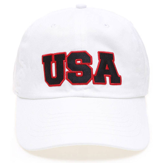 USA White Patched Cotton Baseball Cap