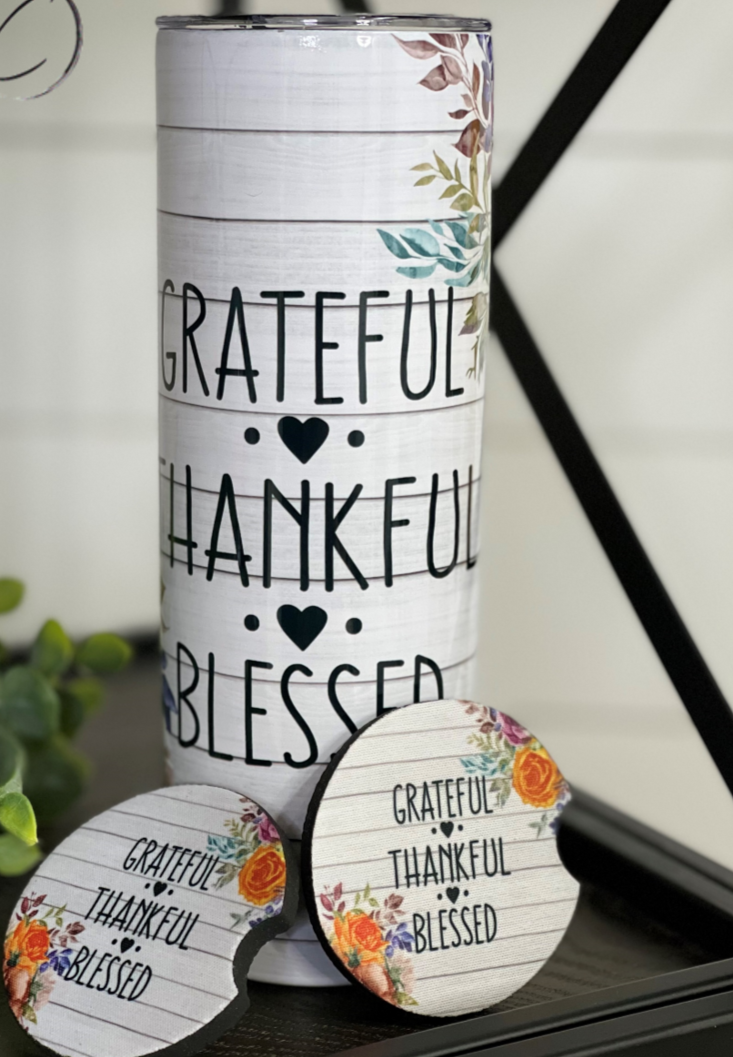 Grateful, Thankful, Blessed 20oz Skinny Tumbler Bundle